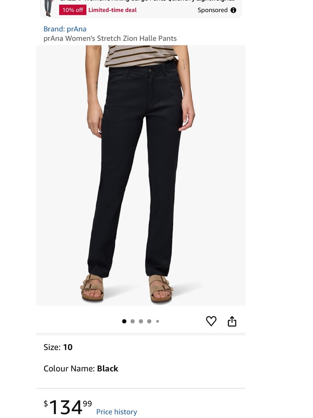 prAna Women's Black Straight-Leg Jeans